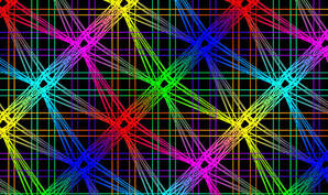 A circuit of colorful, bright lines