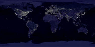 A world map of city lights 