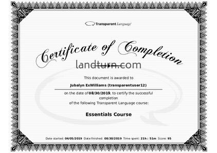 A copy of the Certification of Completion for the Essentials Course